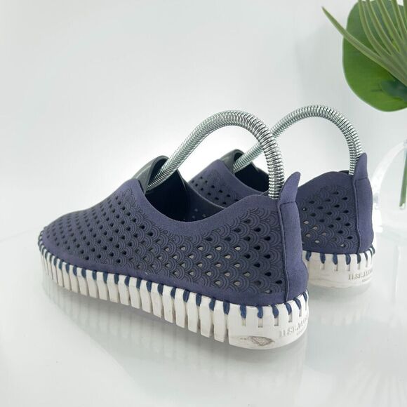 Ilse Jacobsen Womens Tulip Slip On Shoe Size 37 7 Blue Perforated Vegan Leather - Picture 5 of 11